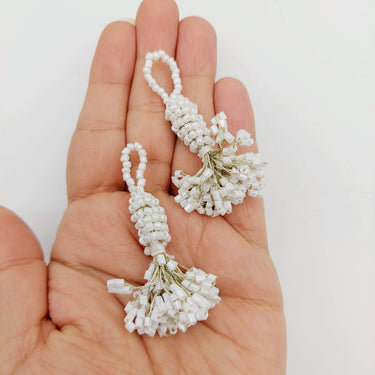 White Bead Tassels Latkan, Indian Latkans, Sewing Latkans